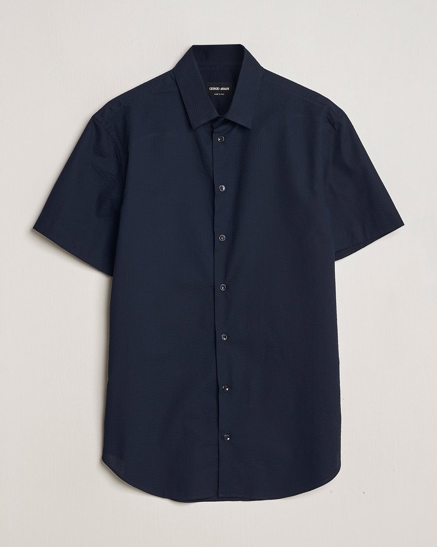Homme | Chemises | Giorgio Armani | Short Sleeve Seersucker Shirt Navy