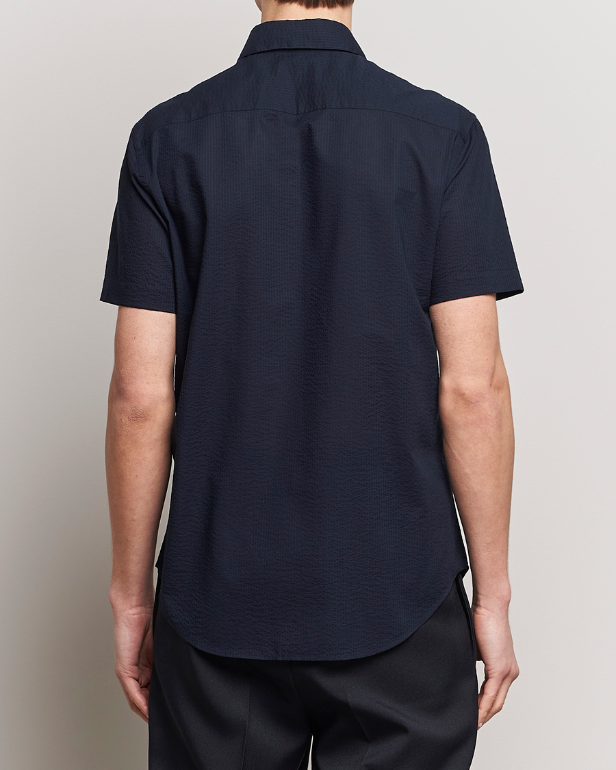 Homme | Chemises | Giorgio Armani | Short Sleeve Seersucker Shirt Navy
