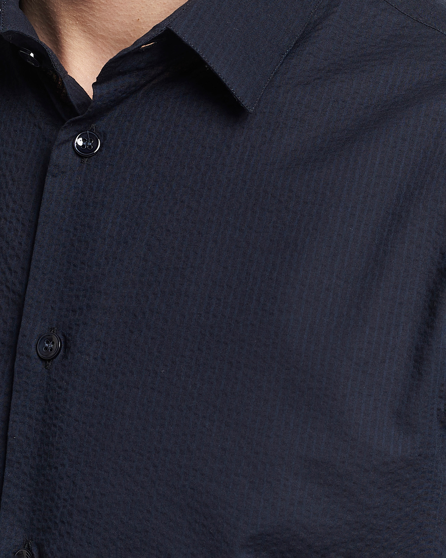 Homme | Chemises | Giorgio Armani | Short Sleeve Seersucker Shirt Navy
