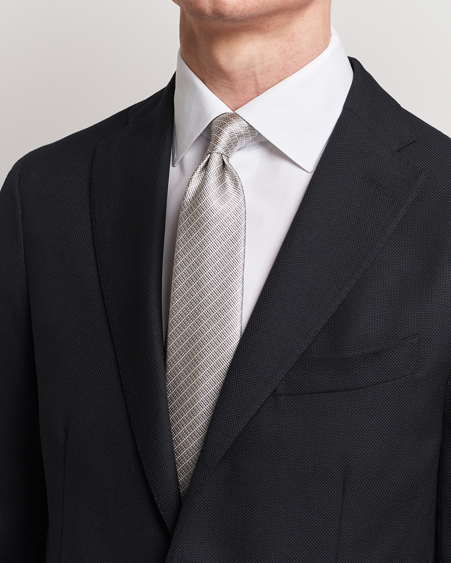 Homme | Italian Department | Giorgio Armani | Jacquard Silk Tie Light Grey