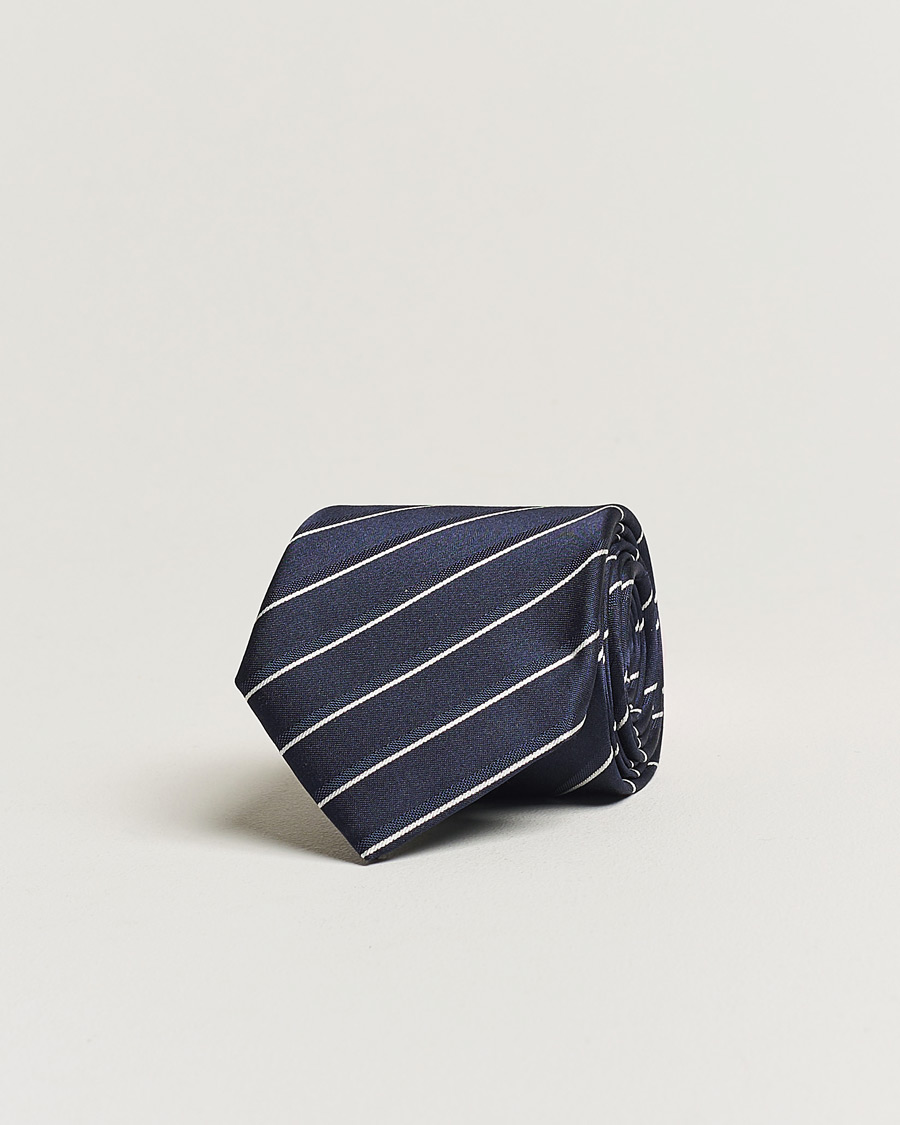 Homme | Giorgio Armani Regimental Stripe Silk Tie Navy | Giorgio Armani | Regimental Stripe Silk Tie Navy