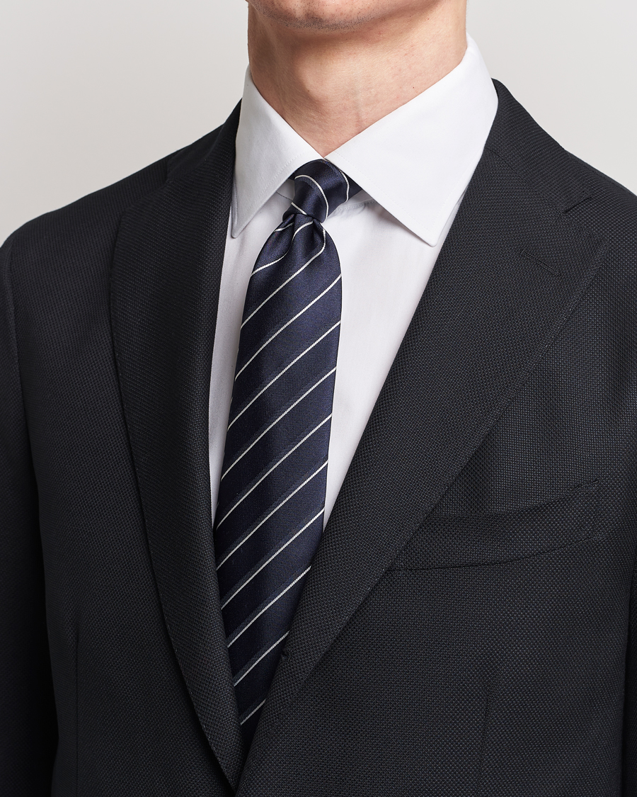 Homme | Cravates | Giorgio Armani | Regimental Stripe Silk Tie Navy