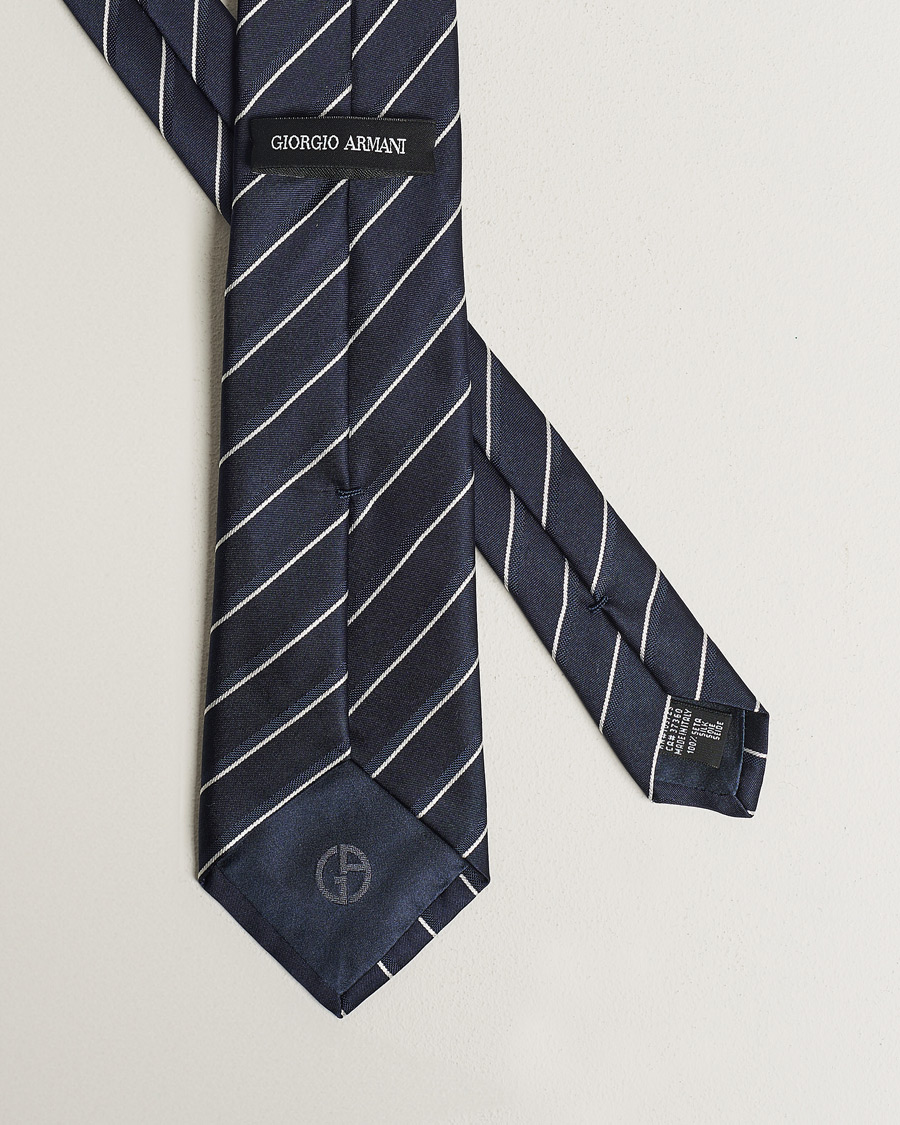 Homme | Giorgio Armani Regimental Stripe Silk Tie Navy | Giorgio Armani | Regimental Stripe Silk Tie Navy