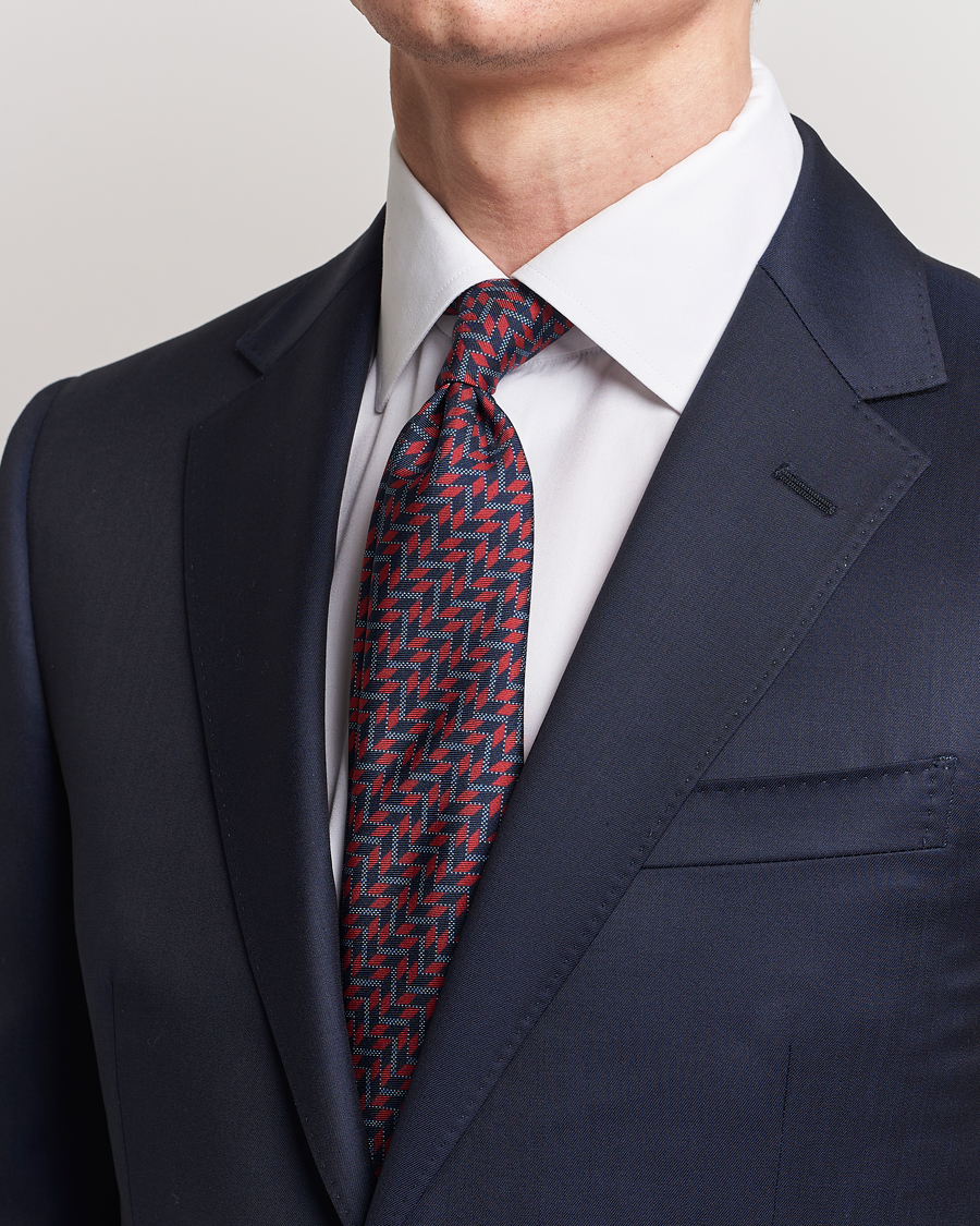 Homme | Cravates | Giorgio Armani | Printed Silk Tie  Navy/Red