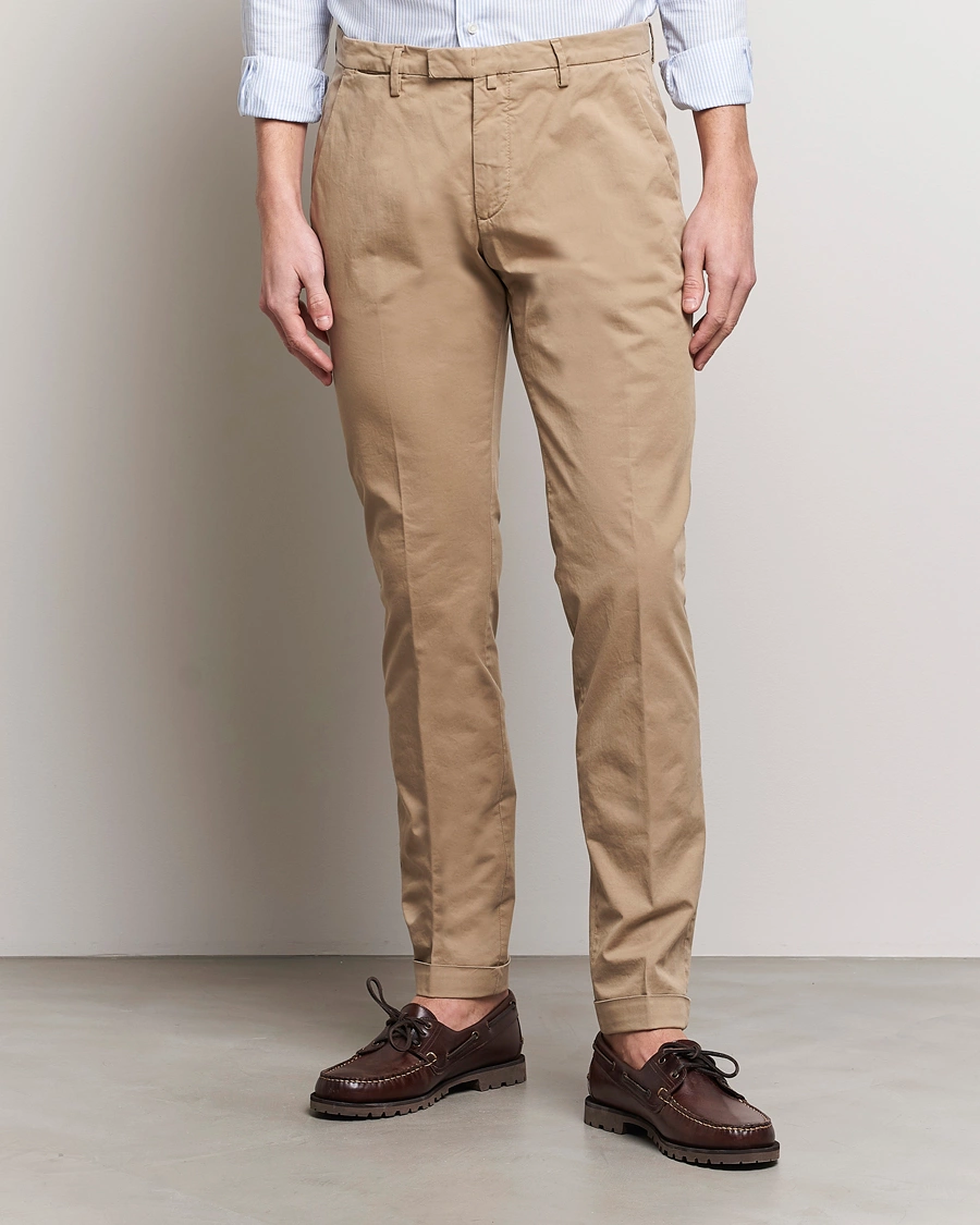 Homme | Pantalons | Briglia 1949 | Slim Fit Cotton Stretch Chinos Taupe