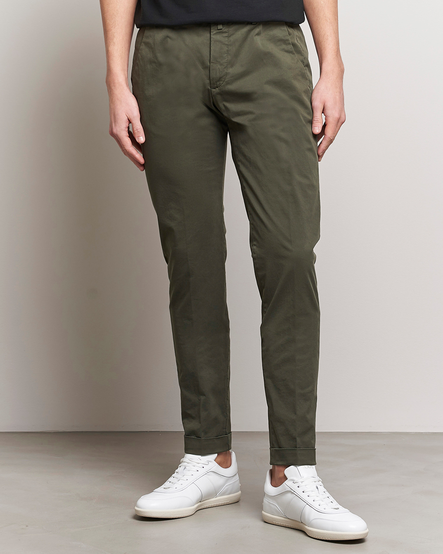 Homme | Pantalons | Briglia 1949 | Slim Fit Cotton Stretch Chinos Olive