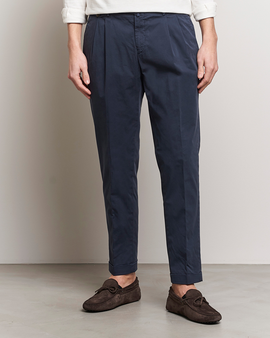 Homme |  | Briglia 1949 | Easy Fit Pleated Cotton Stretch Chino Navy