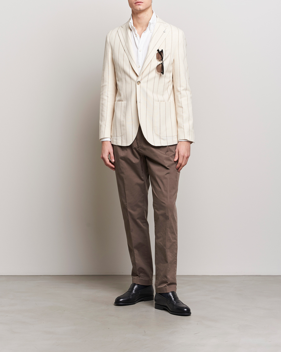 Homme | Pantalons | Briglia 1949 | Easy Fit Pleated Cotton Stretch Chino Brown