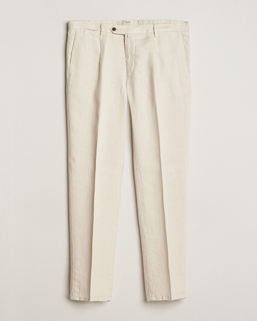 Homme | Pantalons | Briglia 1949 | Pleated Linen Trousers Beige
