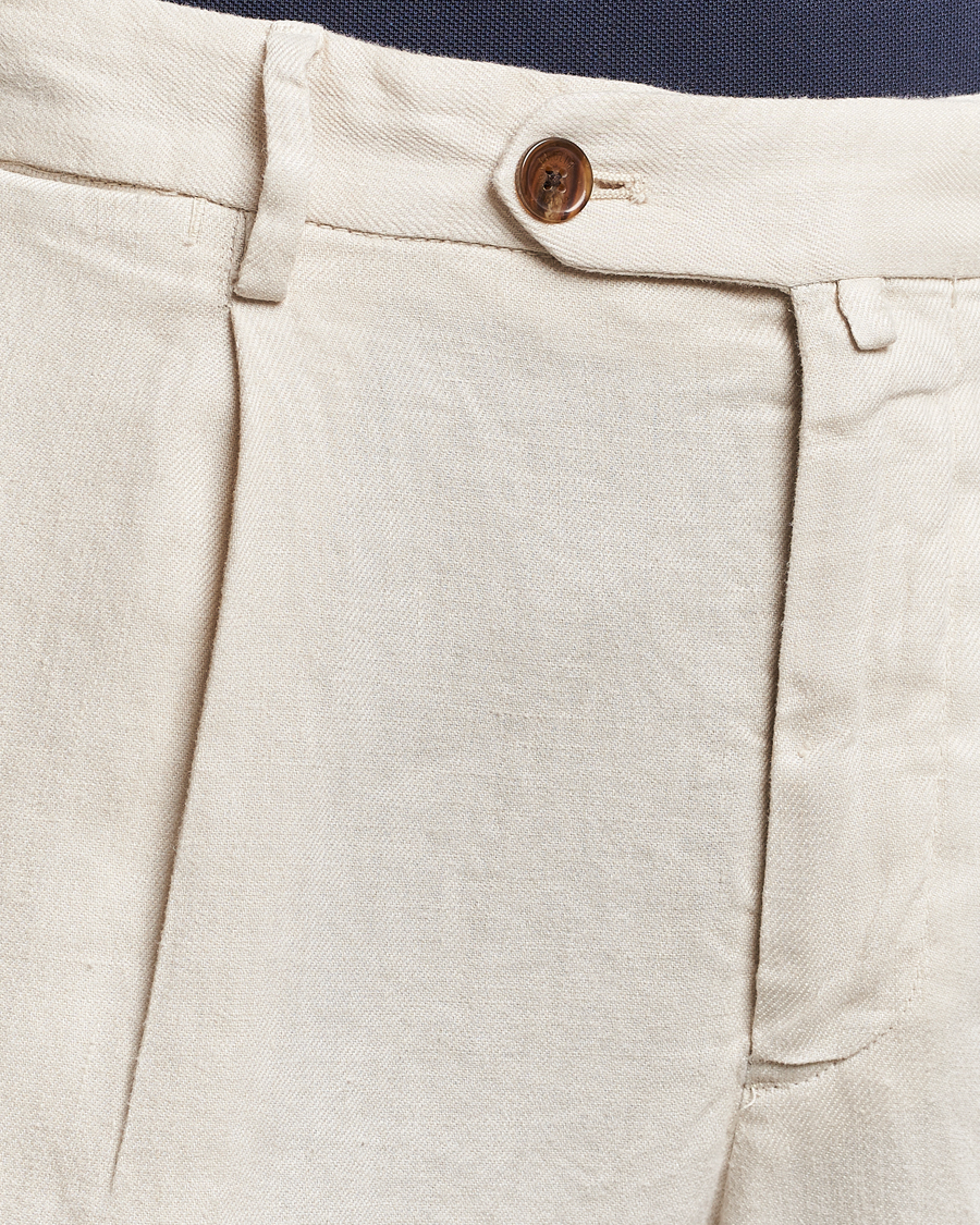 Homme | Pantalons | Briglia 1949 | Pleated Linen Trousers Beige