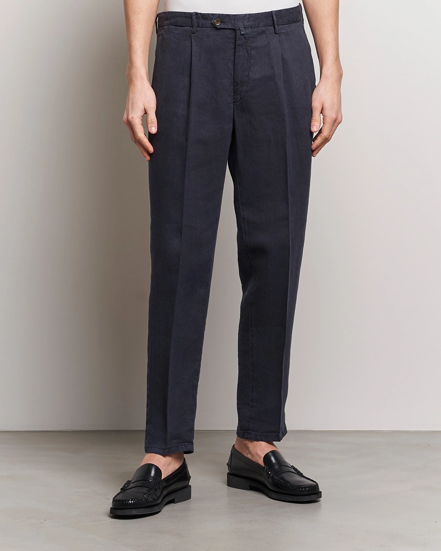 Homme | La collection lin | Briglia 1949 | Pleated Linen Trousers Navy