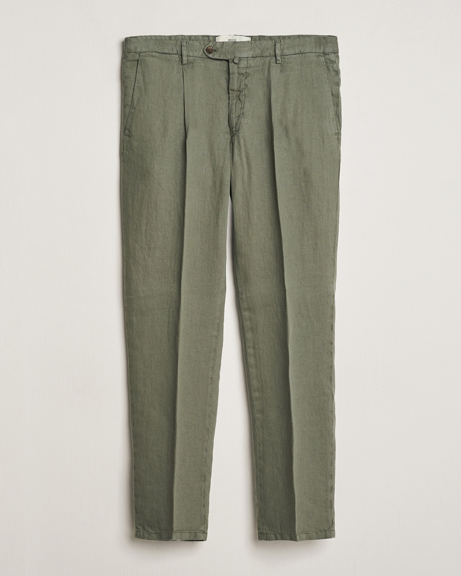 Homme | Pantalons | Briglia 1949 | Pleated Linen Trousers Olive