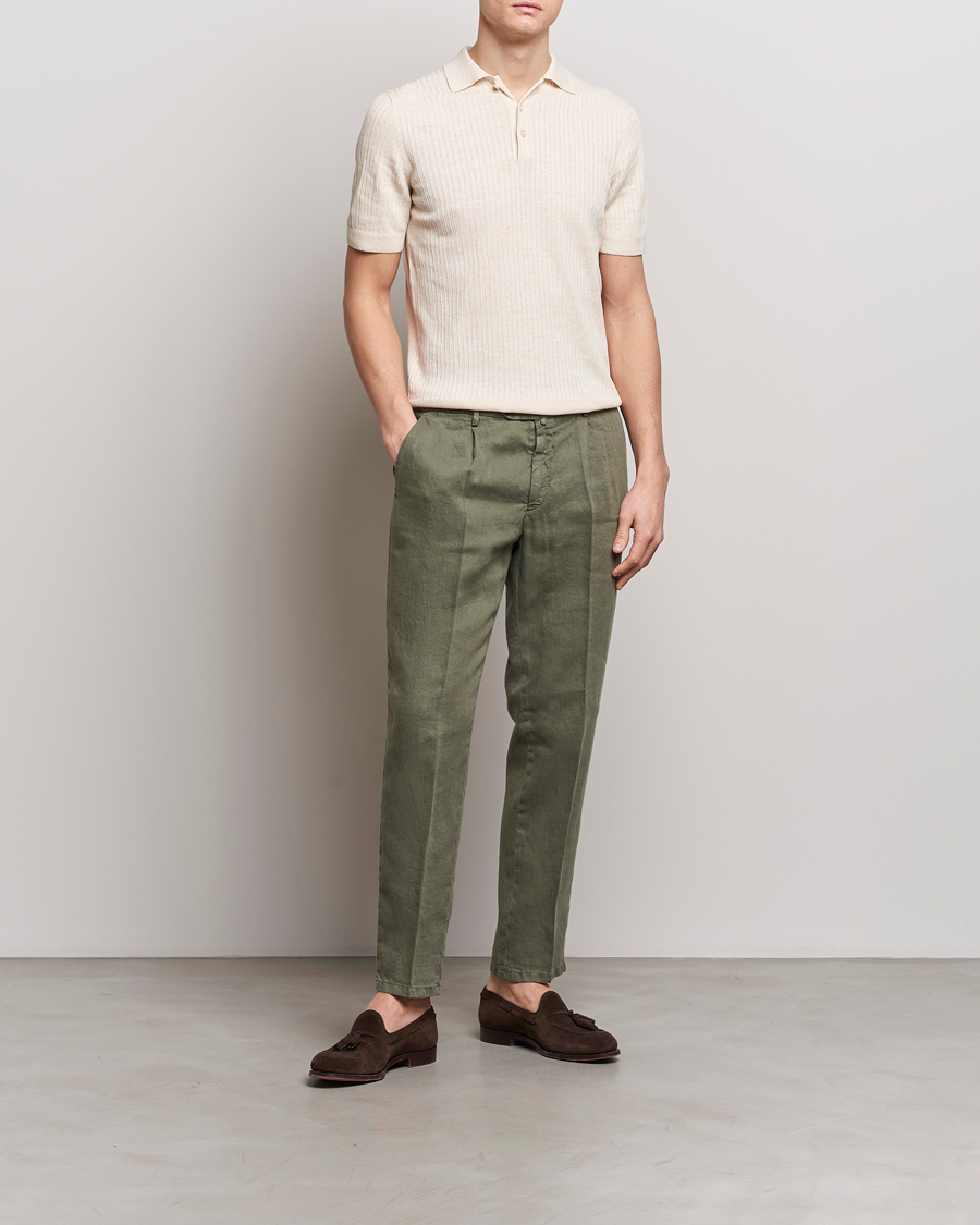 Homme | Pantalons | Briglia 1949 | Pleated Linen Trousers Olive