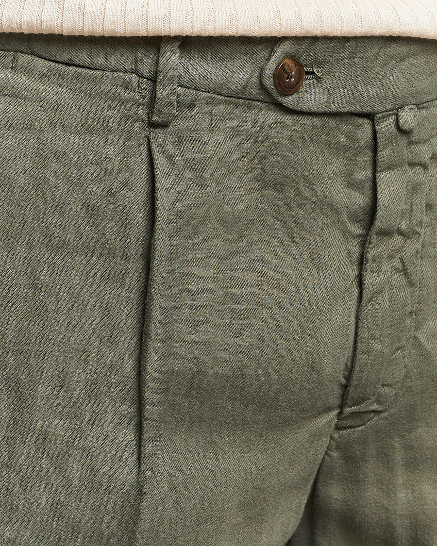 Homme | Pantalons | Briglia 1949 | Pleated Linen Trousers Olive