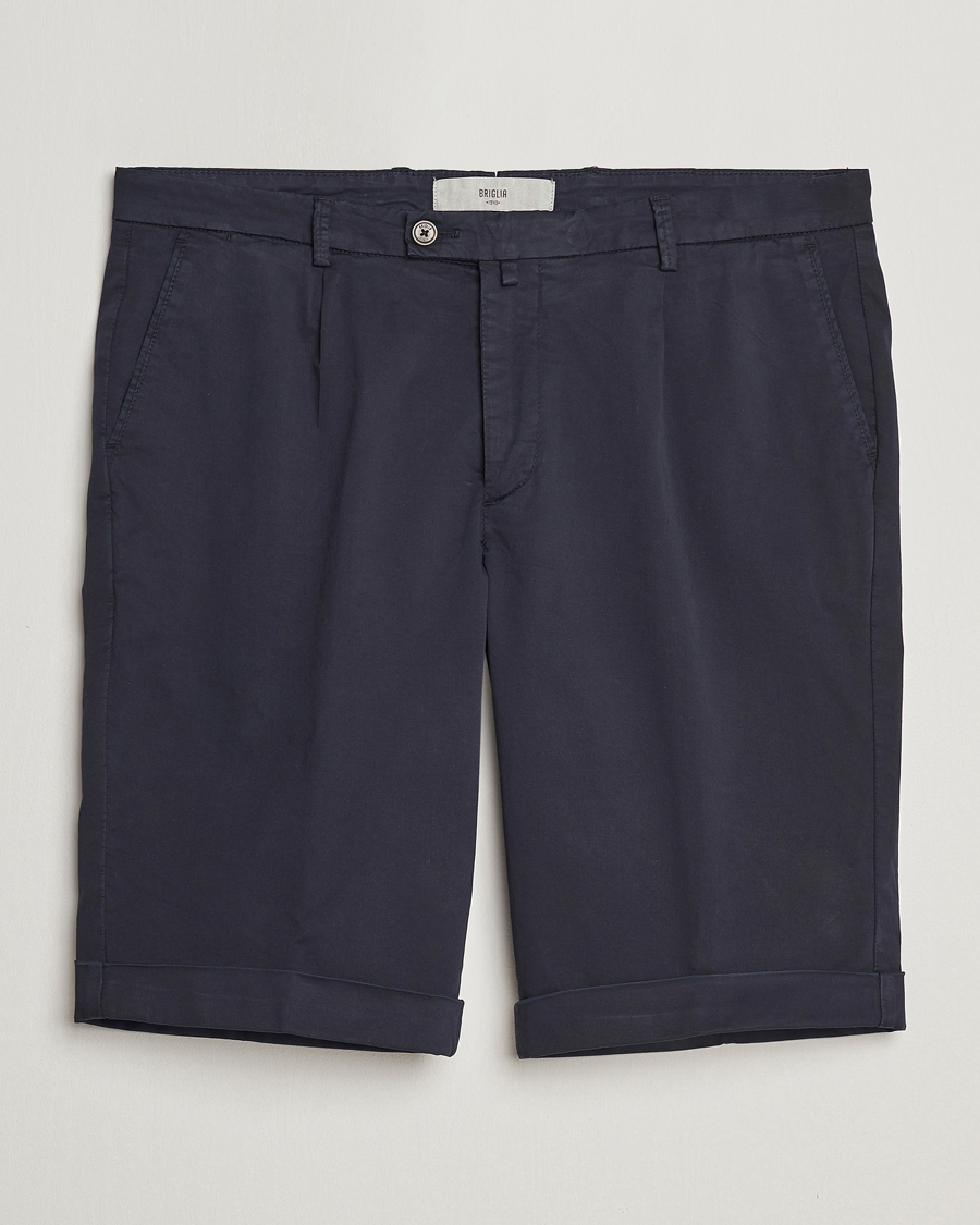 Homme | Shorts | Briglia 1949 | Pleated Cotton Shorts Navy
