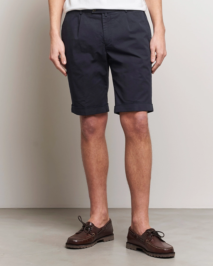 Homme | Shorts Chinos | Briglia 1949 | Pleated Cotton Shorts Navy