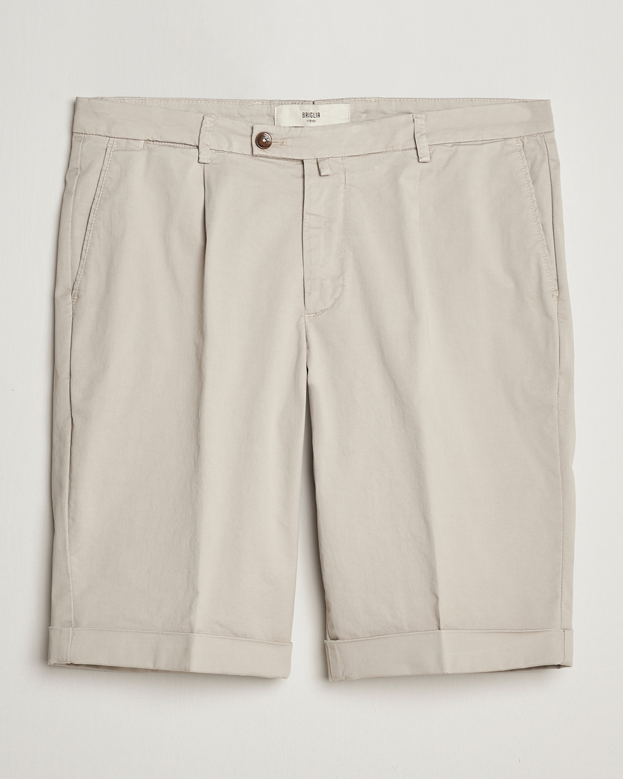 Homme | Shorts | Briglia 1949 | Pleated Cotton Shorts Beige