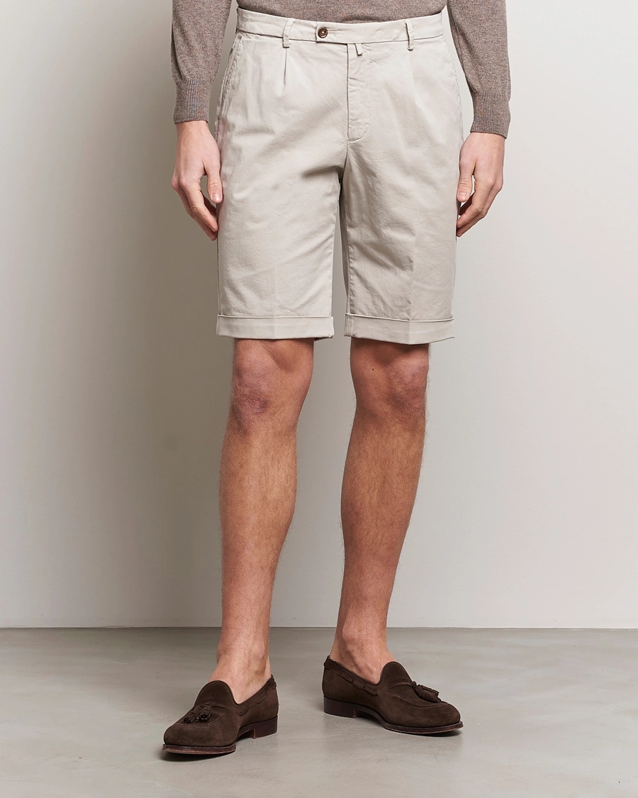 Homme | Italian Department | Briglia 1949 | Pleated Cotton Shorts Beige