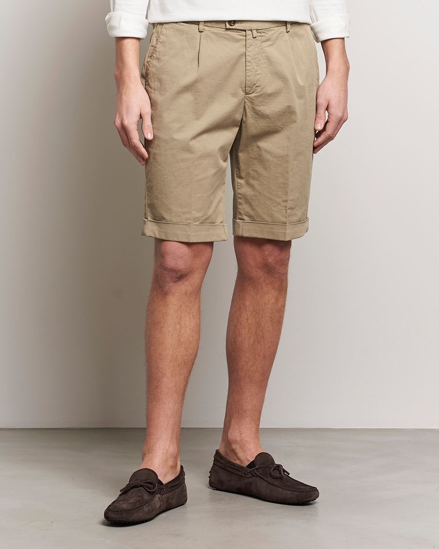 Homme | Italian Department | Briglia 1949 | Pleated Cotton Shorts Taupe
