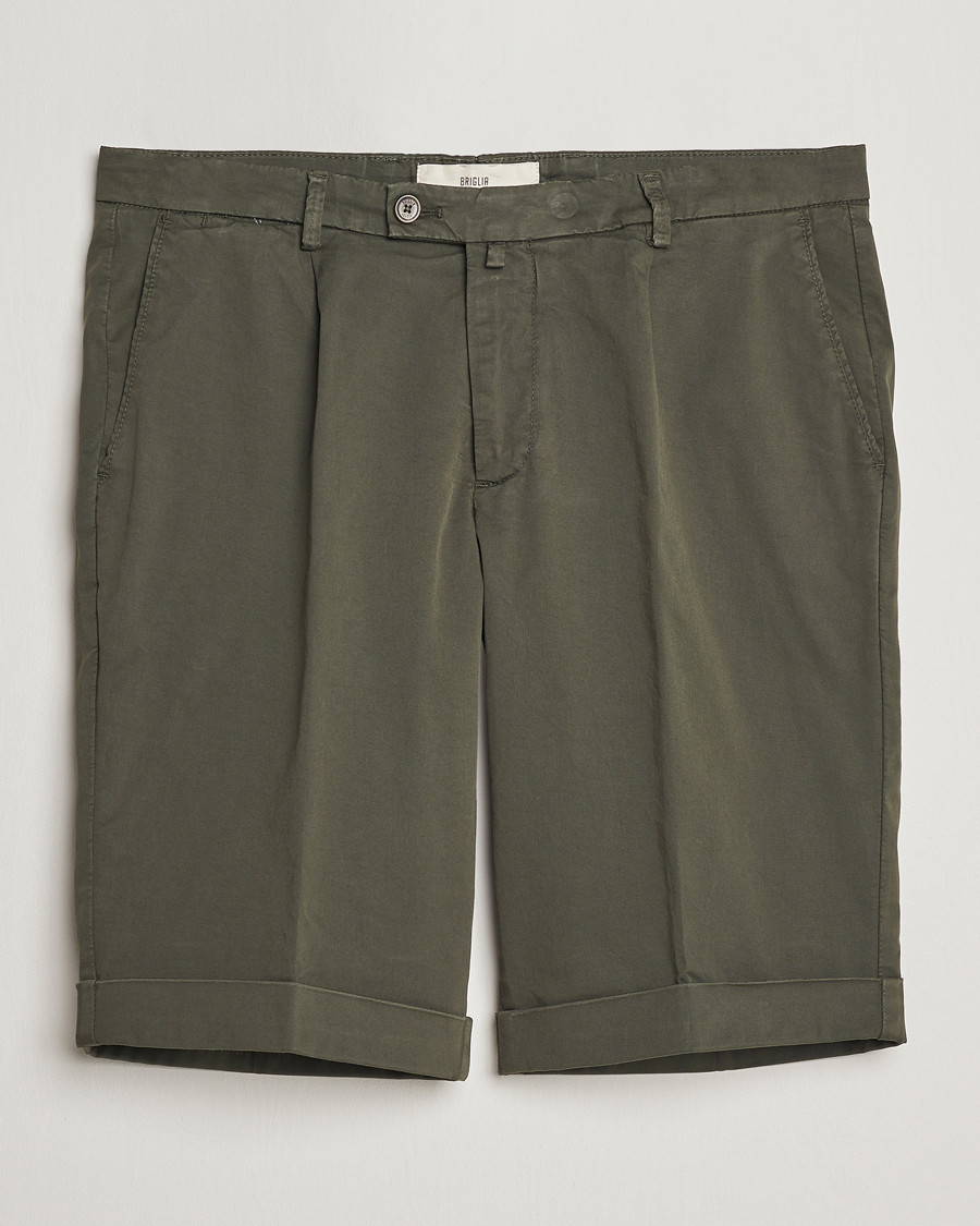 Homme | Shorts | Briglia 1949 | Pleated Cotton Shorts Olive