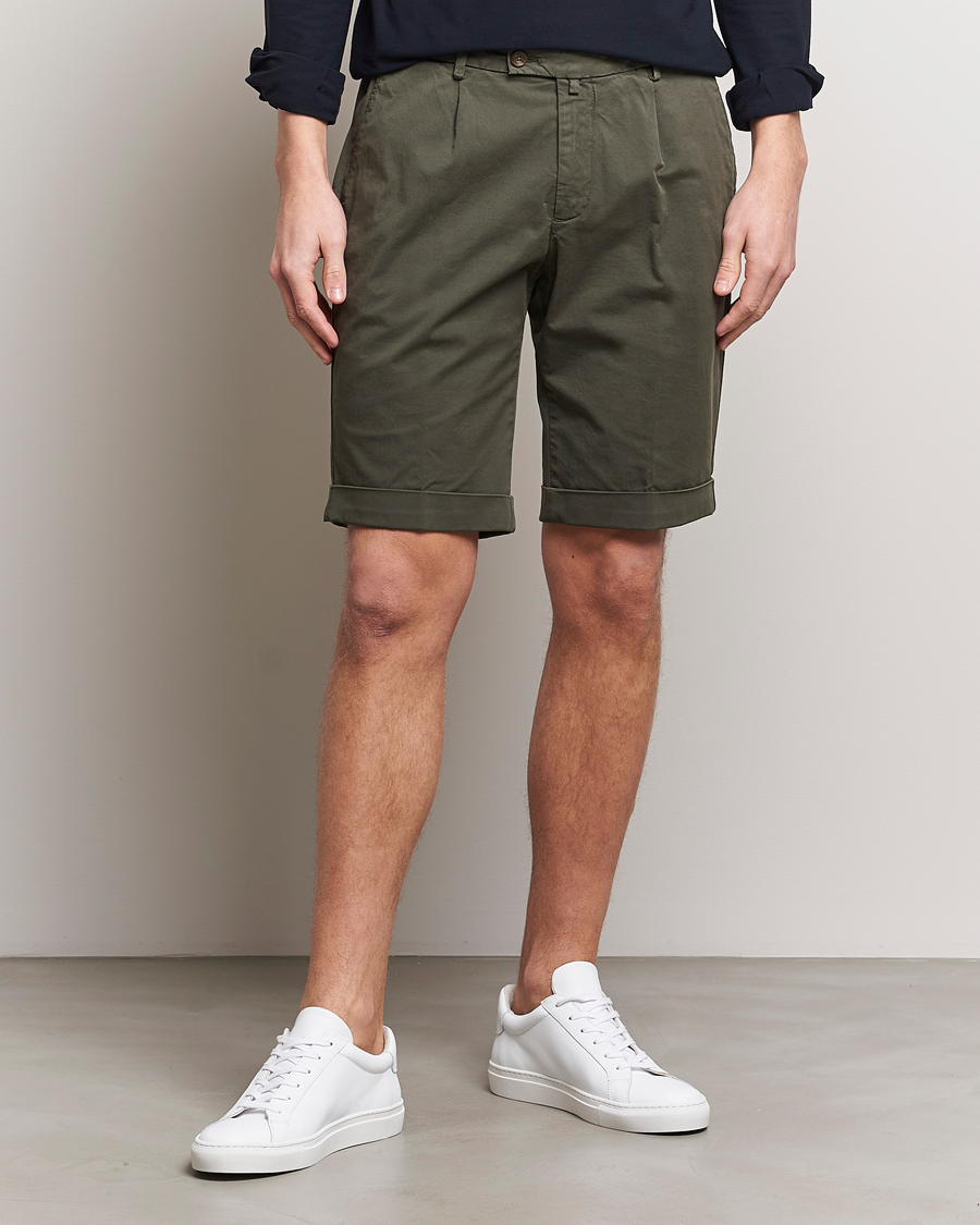 Homme | Sections | Briglia 1949 | Pleated Cotton Shorts Olive