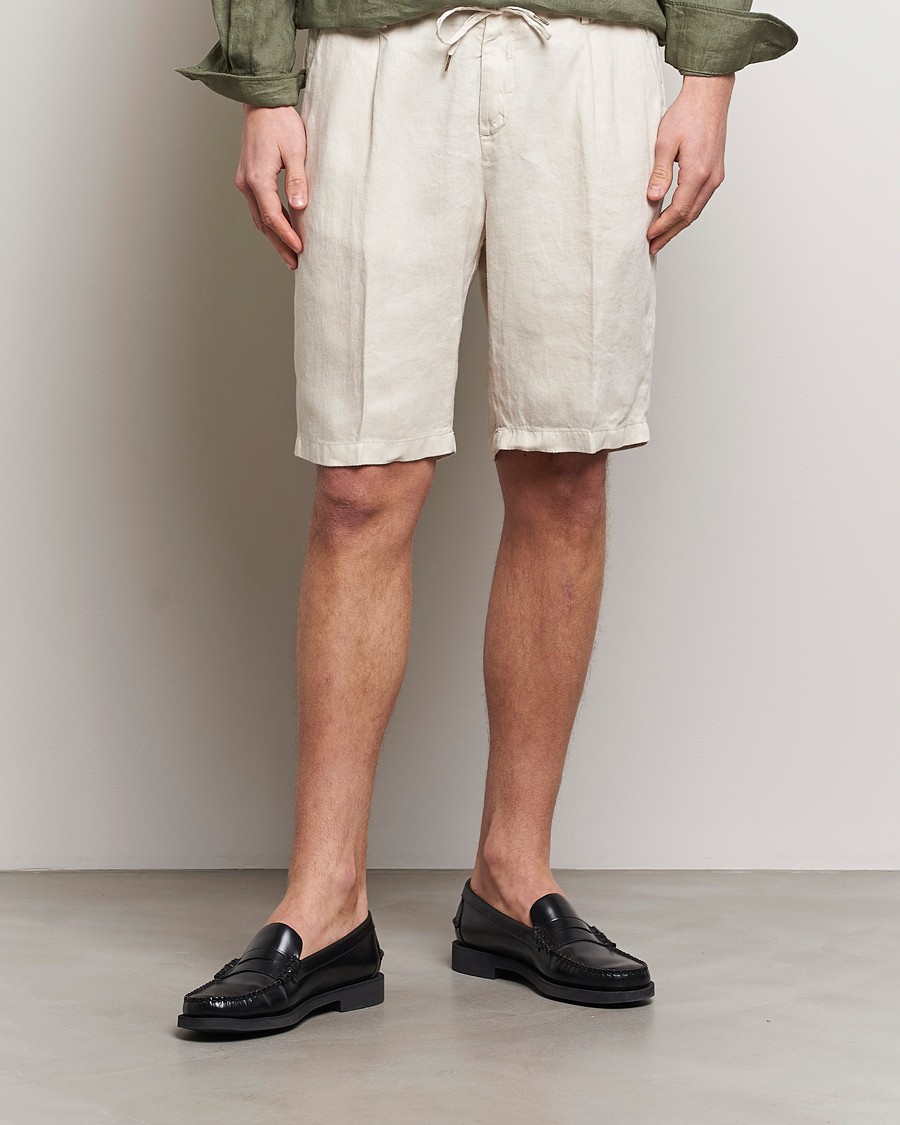 Homme | Italian Department | Briglia 1949 | Easy Fit Linen Shorts Off White
