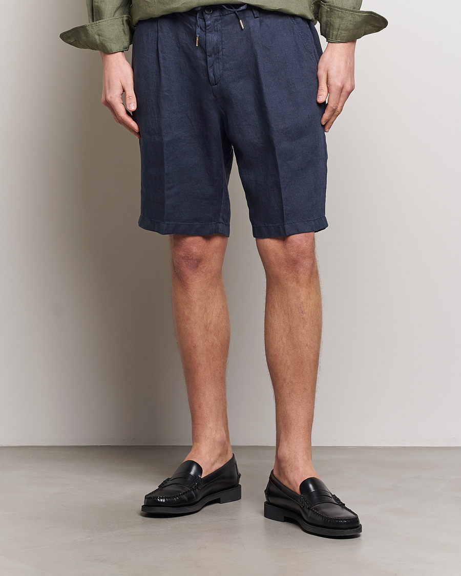 Homme | La collection lin | Briglia 1949 | Easy Fit Linen Shorts Navy