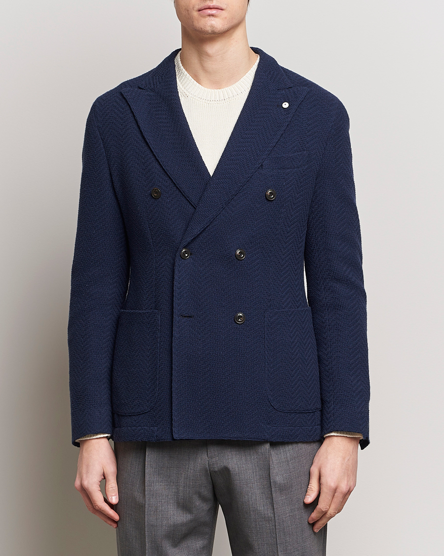 Homme | Italian Department | L.B.M. 1911 | Double Breasted Jersey Punto Blazer Navy