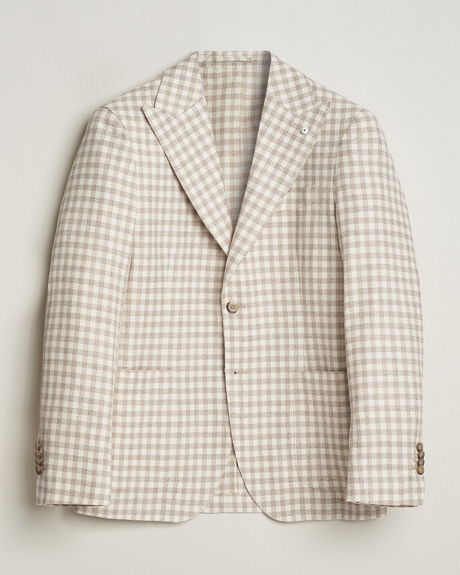 Homme | Blazers | L.B.M. 1911 | Checked Cotton Peak Lapel Blazer Beige