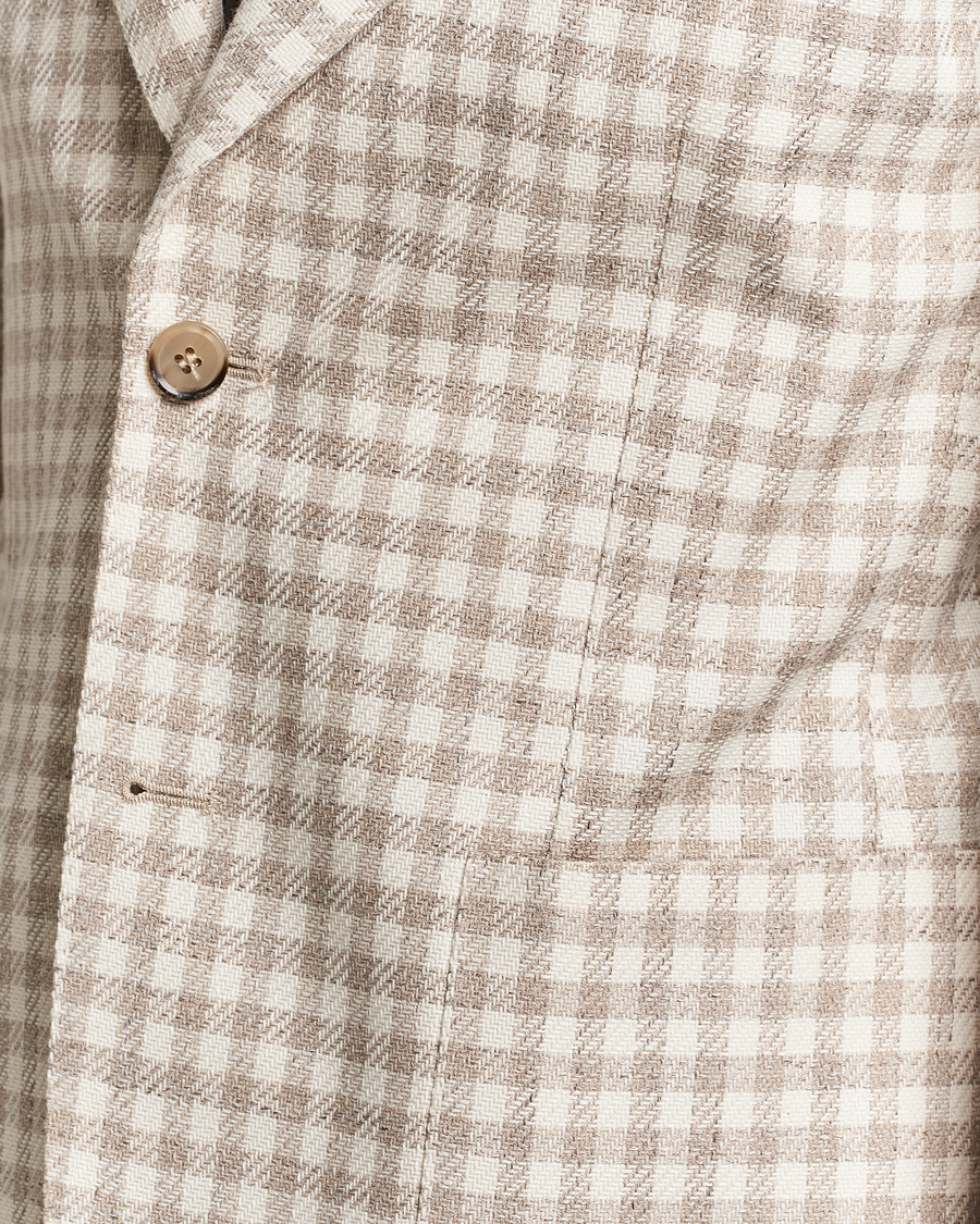 Homme | Blazers | L.B.M. 1911 | Checked Cotton Peak Lapel Blazer Beige
