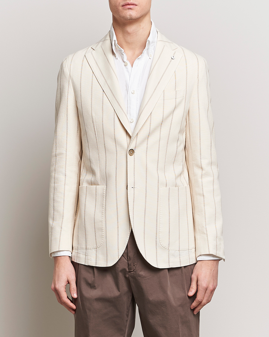 Homme | Blazers | L.B.M. 1911 | Striped Cotton Blazer Beige