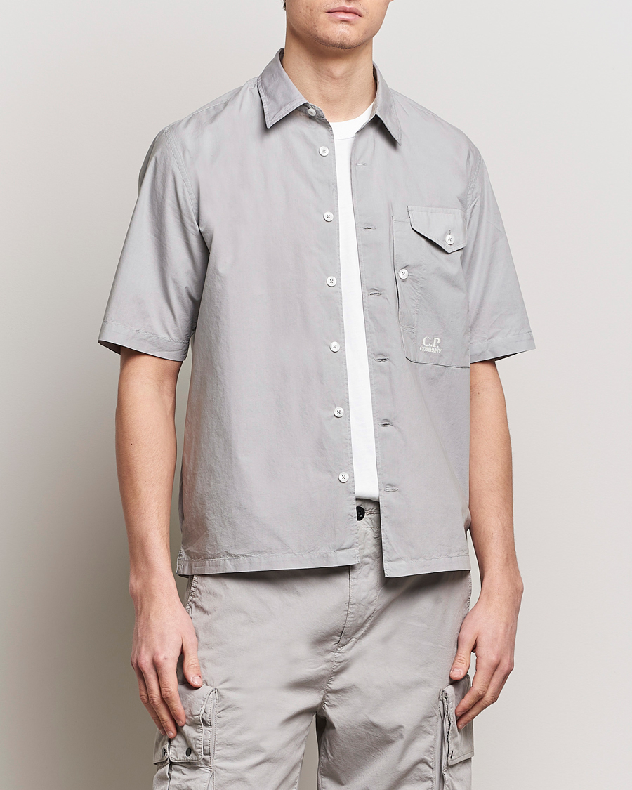 Homme | Chemises À Manches Courtes | C.P. Company | Short Sleeve Popline Shirt Grey