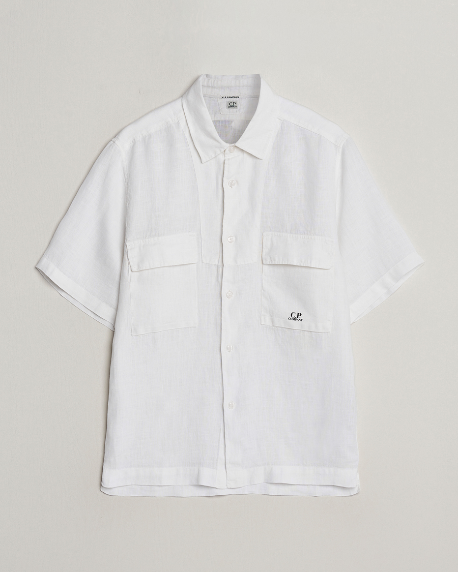Homme | Chemises | C.P. Company | Short Sleeve Linen Shirt White