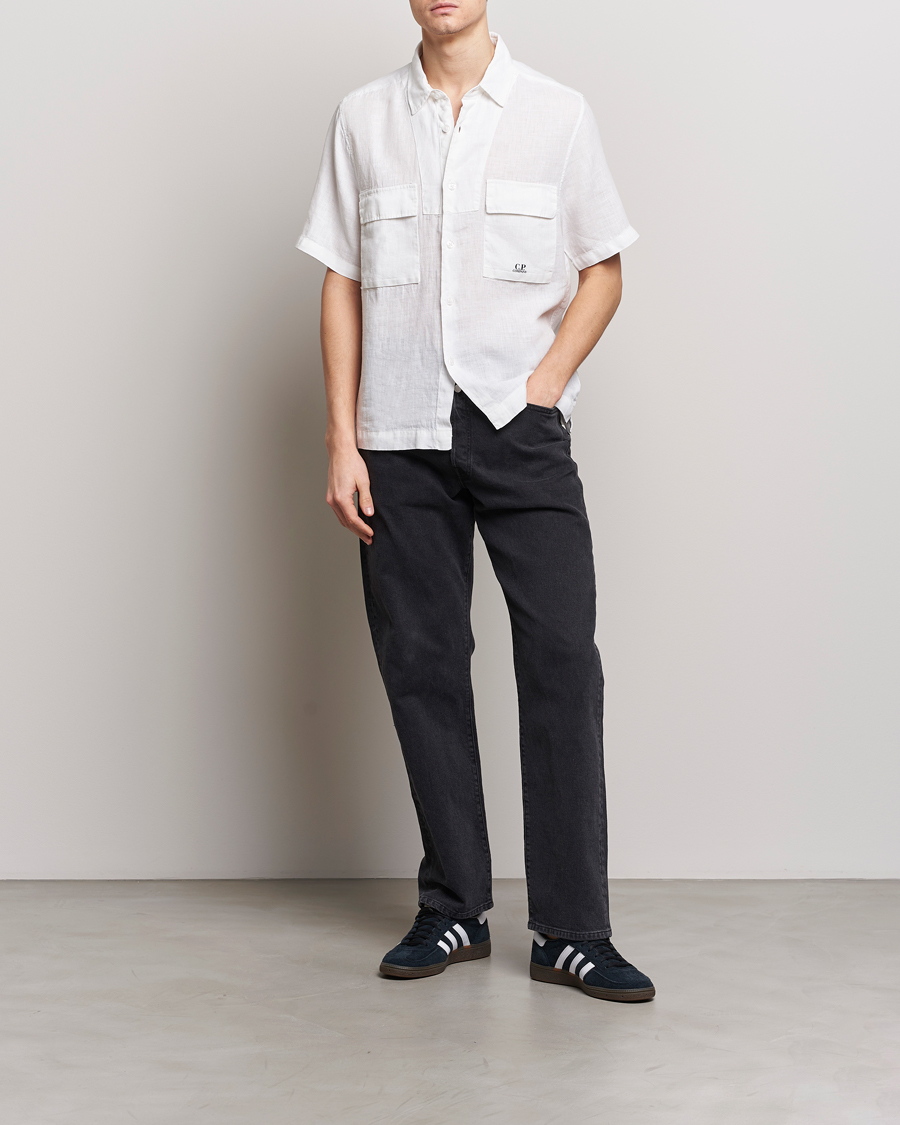 Homme | Chemises | C.P. Company | Short Sleeve Linen Shirt White