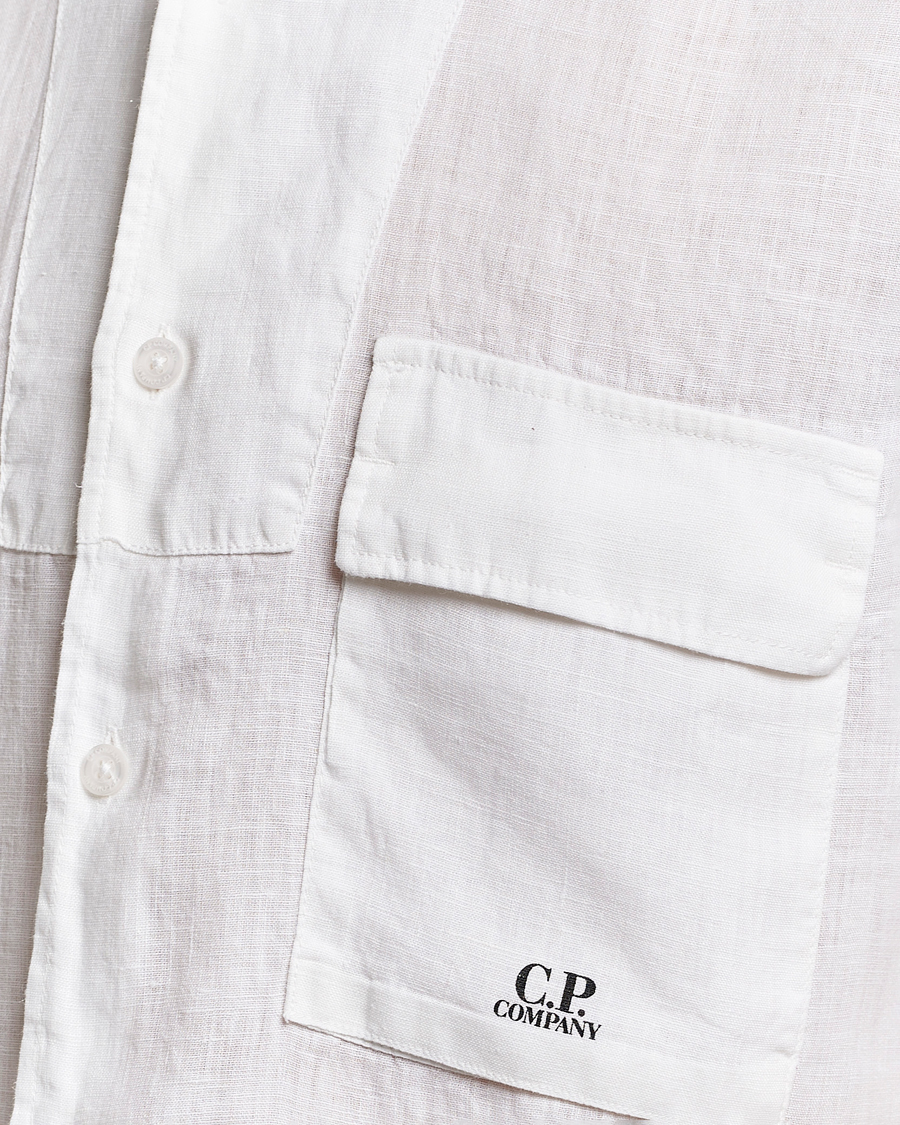 Homme | Chemises | C.P. Company | Short Sleeve Linen Shirt White