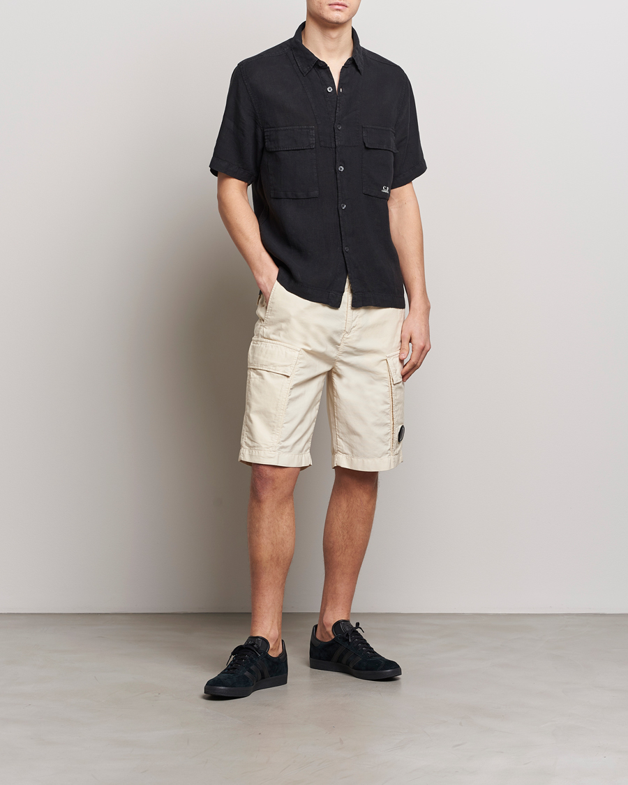 Homme | Chemises | C.P. Company | Short Sleeve Linen Shirt Black
