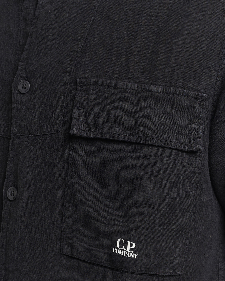 Homme | Chemises | C.P. Company | Short Sleeve Linen Shirt Black