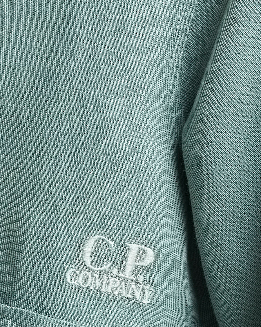 Homme | Chemises | C.P. Company | Broken Linen/Cotton Overshirt Light Green