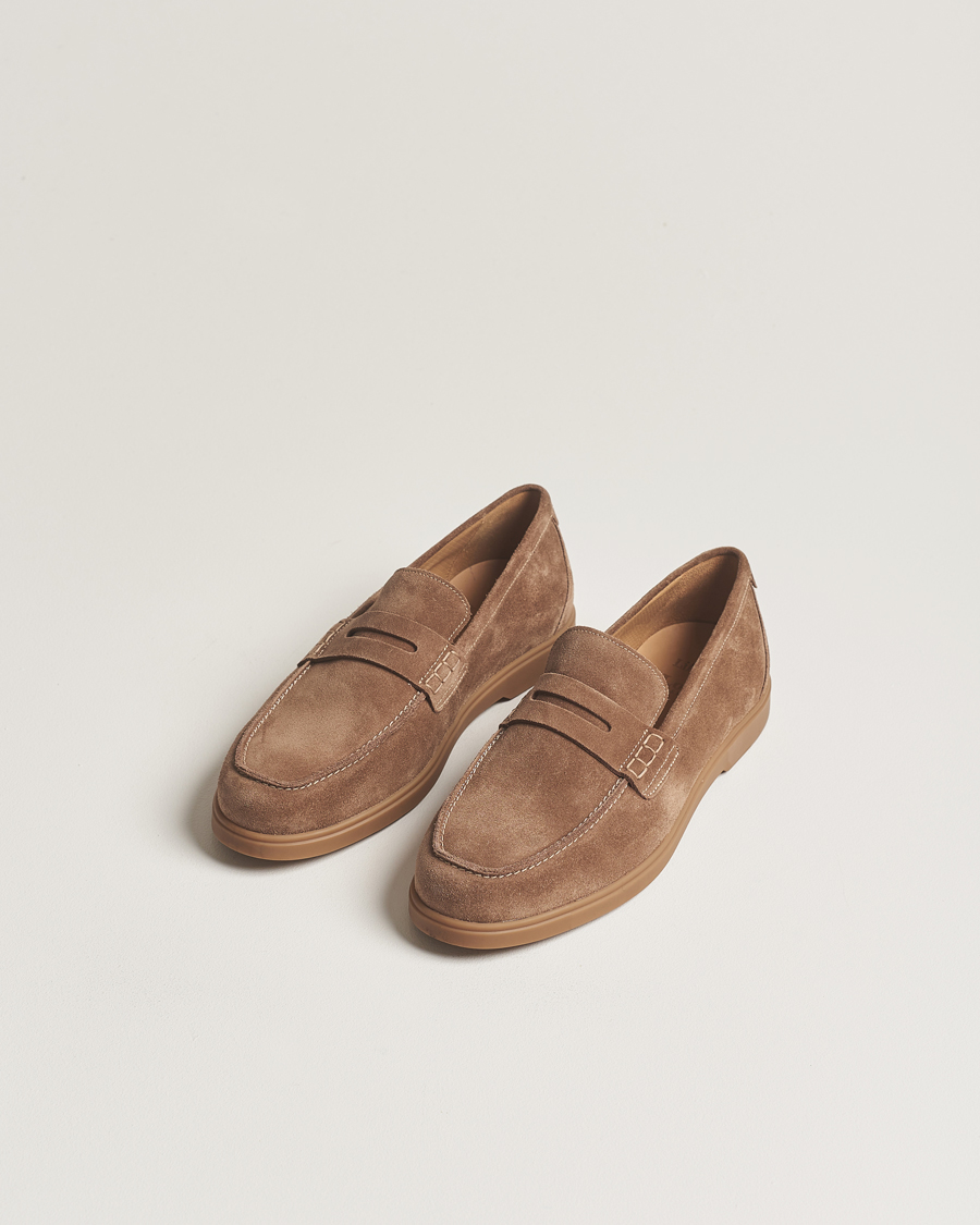 Homme | Chaussures En Daim | Loake 1880 | Lucca Suede Penny Loafer Flint