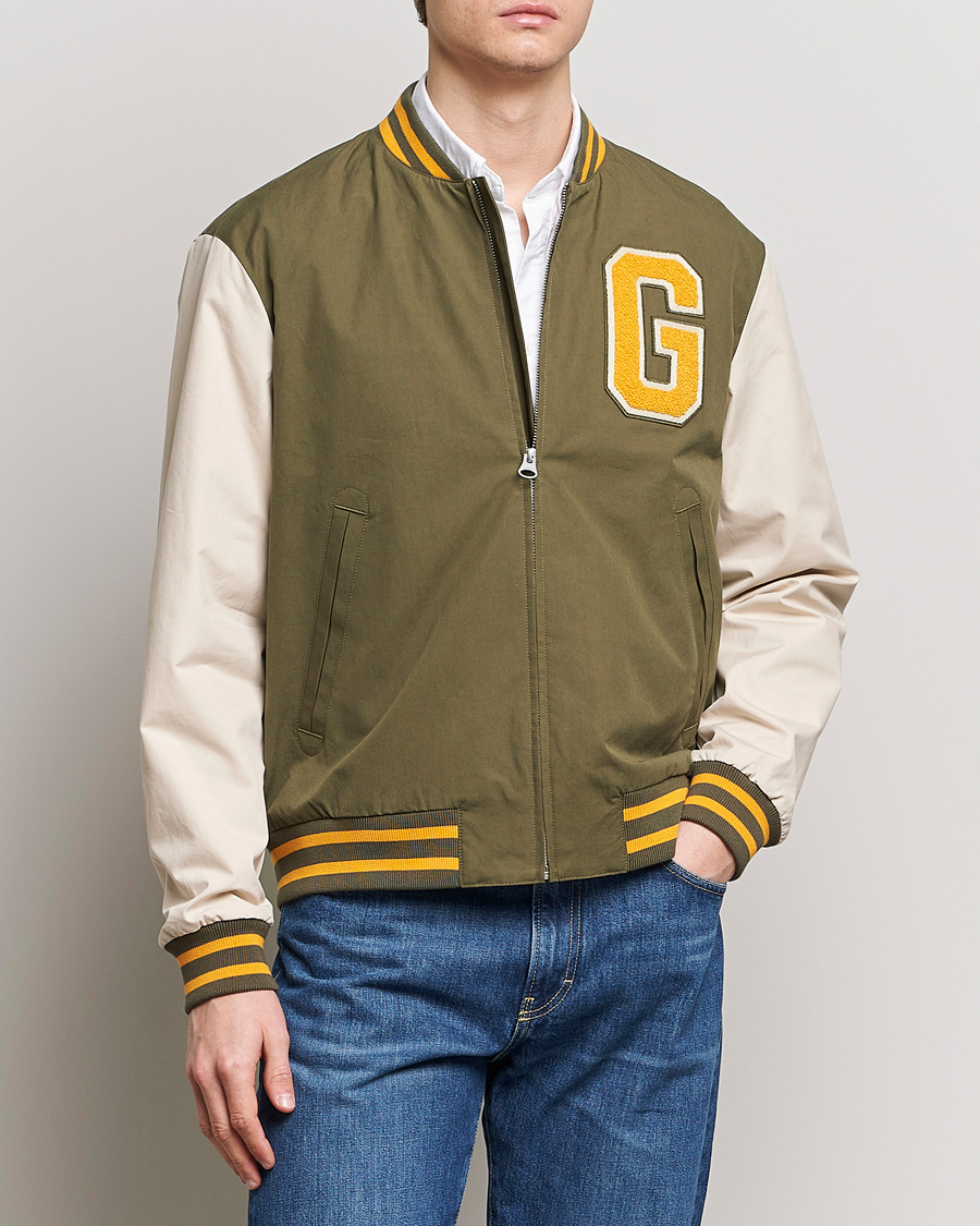 Homme | Manteaux Et Vestes | GANT | Light Varsity Jacket Green/Soft Oat