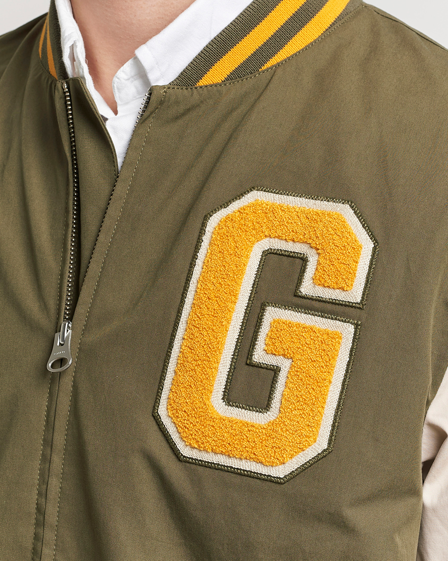 Homme | Manteaux Et Vestes | GANT | Light Varsity Jacket Green/Soft Oat