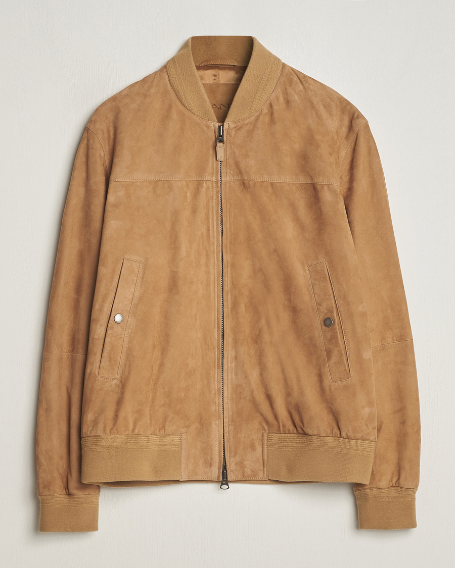 Homme | Manteaux Et Vestes | Gant | Suede Bombar Jacket Dark Khaki