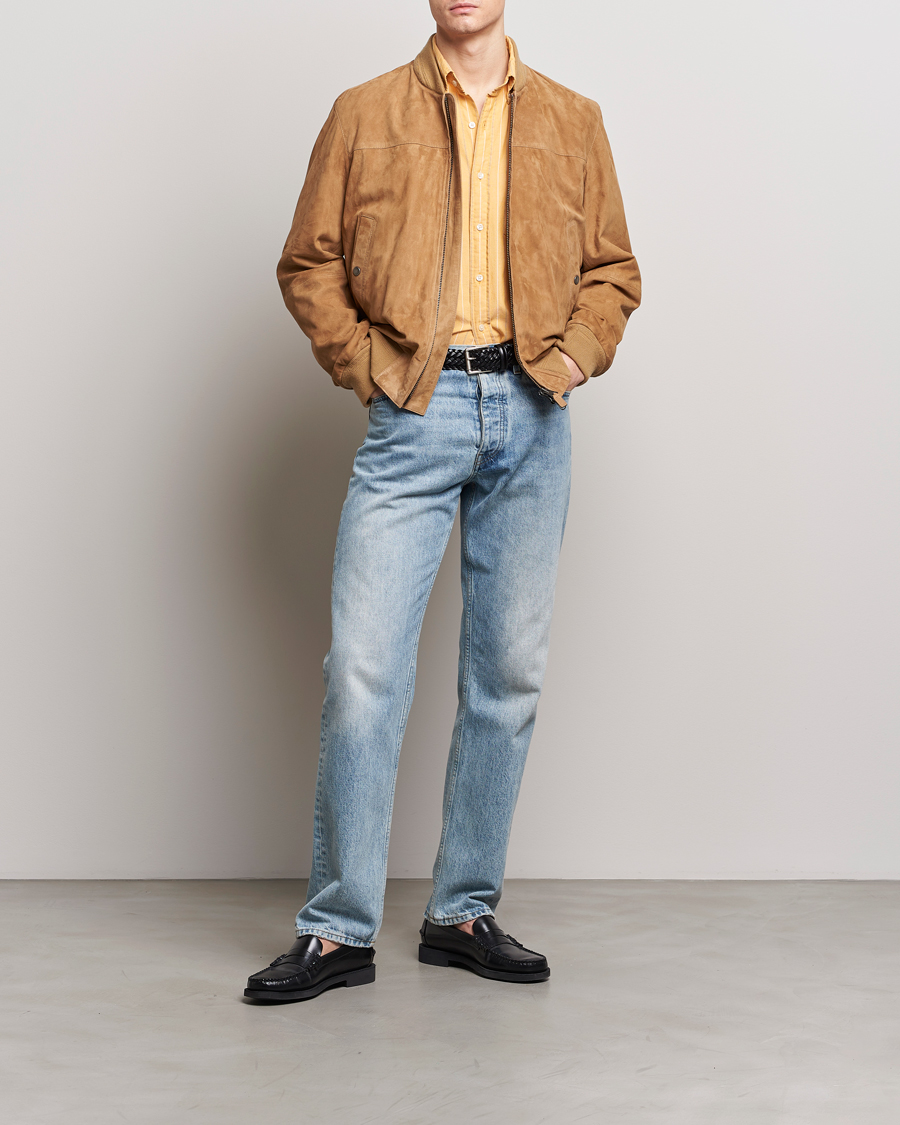 Homme | Manteaux Et Vestes | Gant | Suede Bombar Jacket Dark Khaki