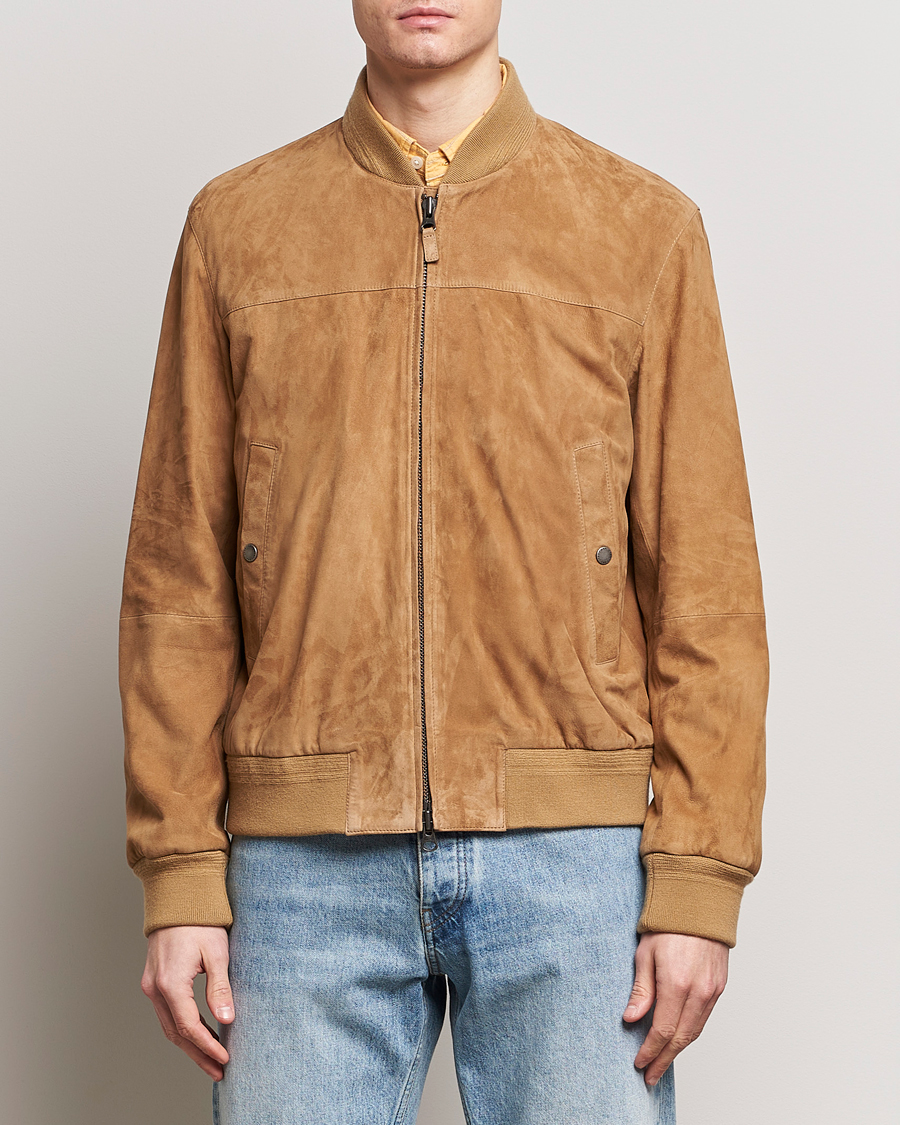 Homme | Manteaux Et Vestes | Gant | Suede Bombar Jacket Dark Khaki