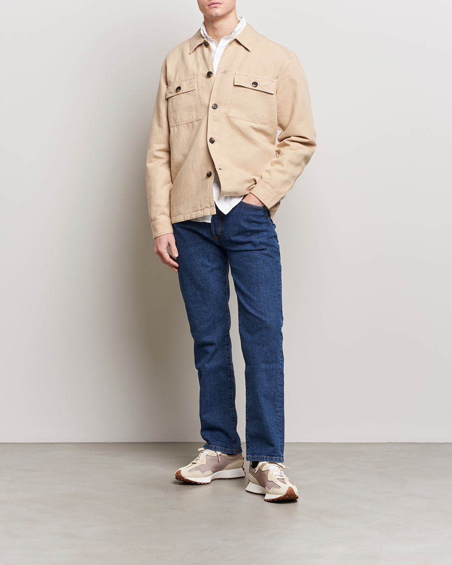 Homme | Chemises | GANT | Linen/Cotton Twill Overshirt Dry Sand
