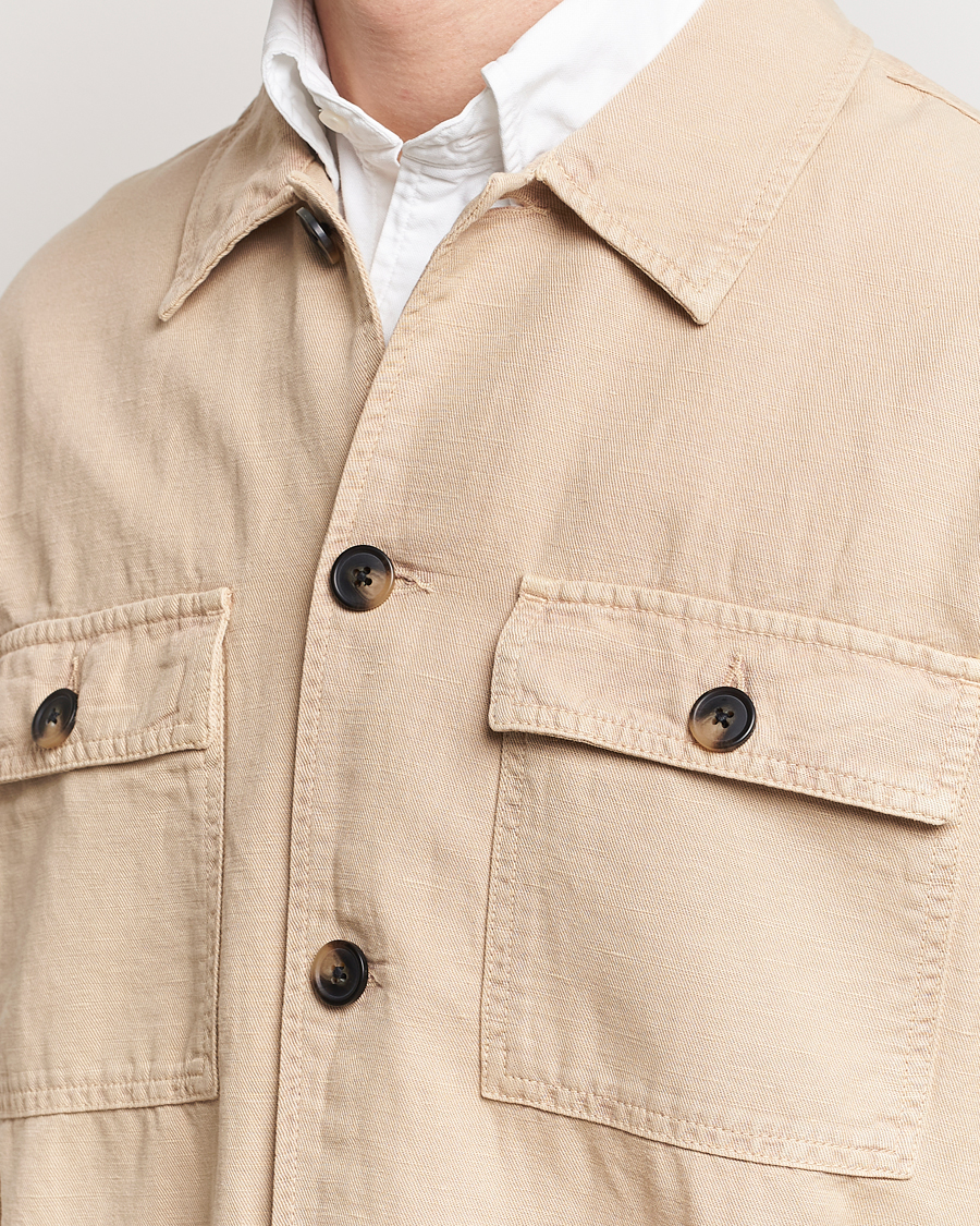 Homme | Chemises | GANT | Linen/Cotton Twill Overshirt Dry Sand