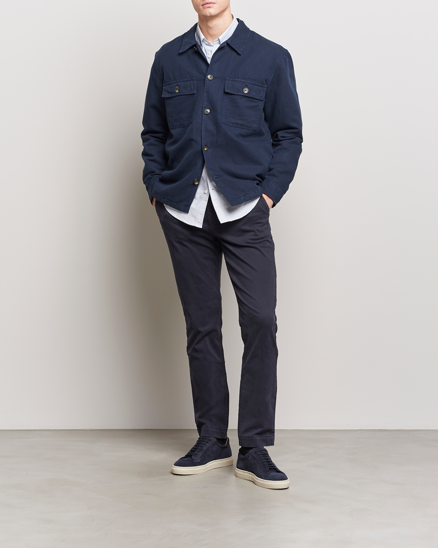 Homme | Chemises | GANT | Linen/Cotton Twill Overshirt Marine