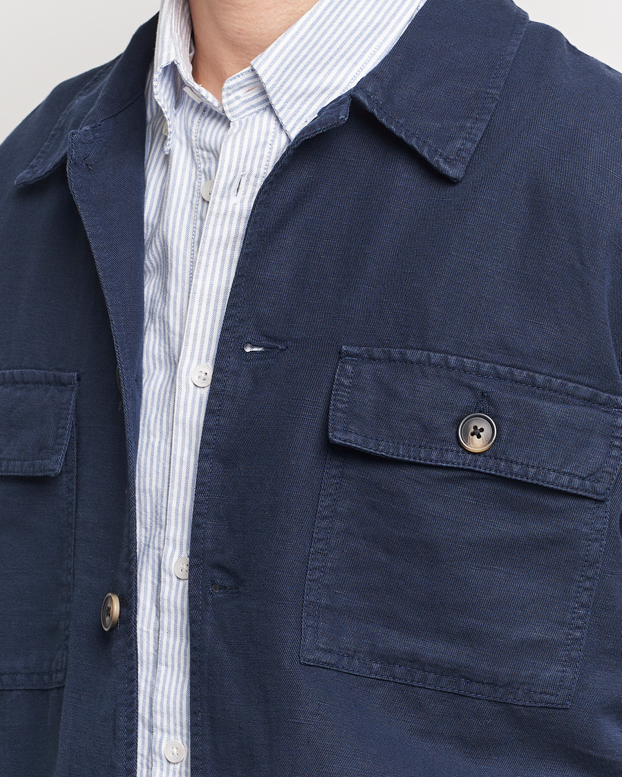 Homme | Chemises | GANT | Linen/Cotton Twill Overshirt Marine