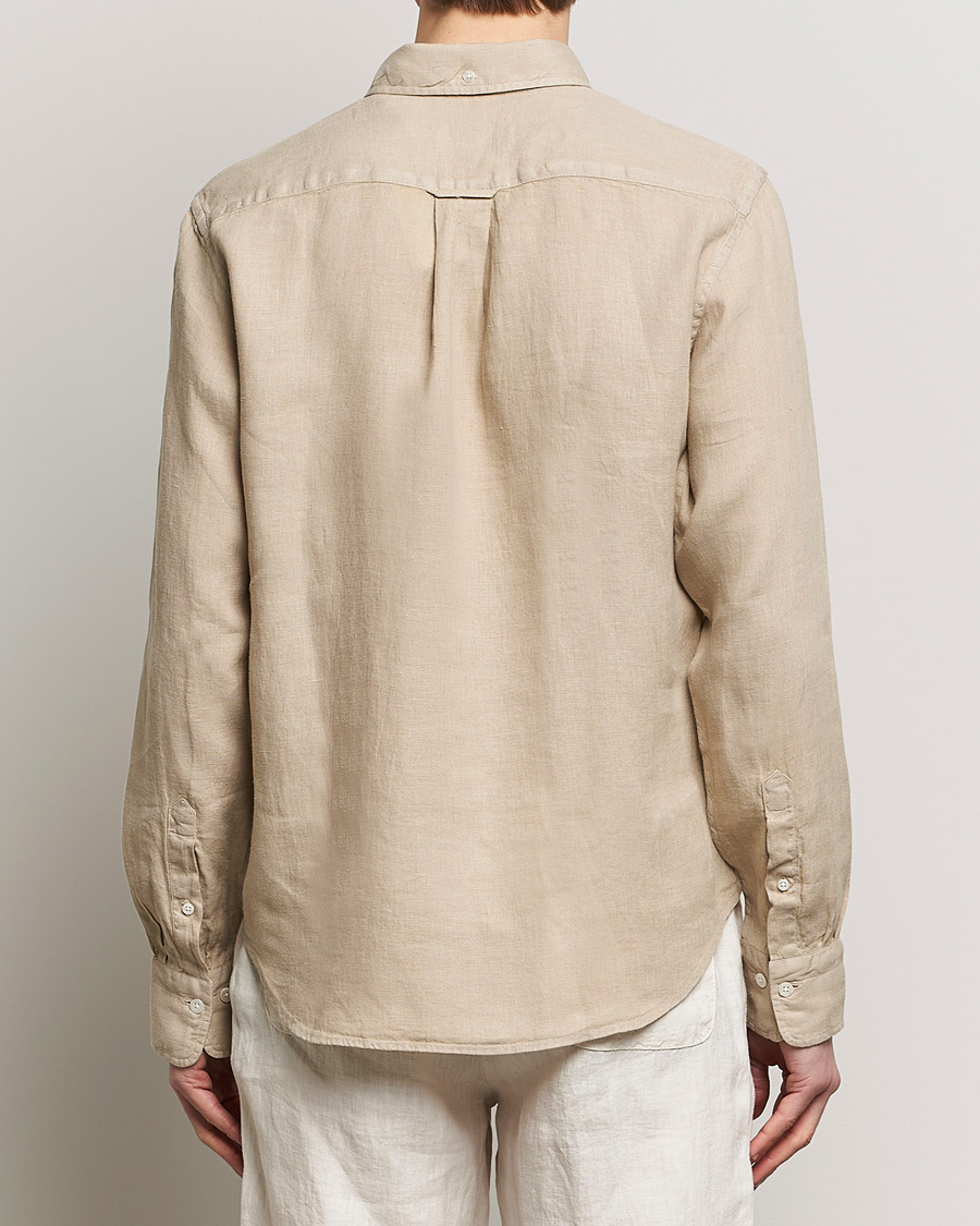 Homme | Chemises | GANT | Regular Fit Garment Dyed Linen Shirt Concrete Beige