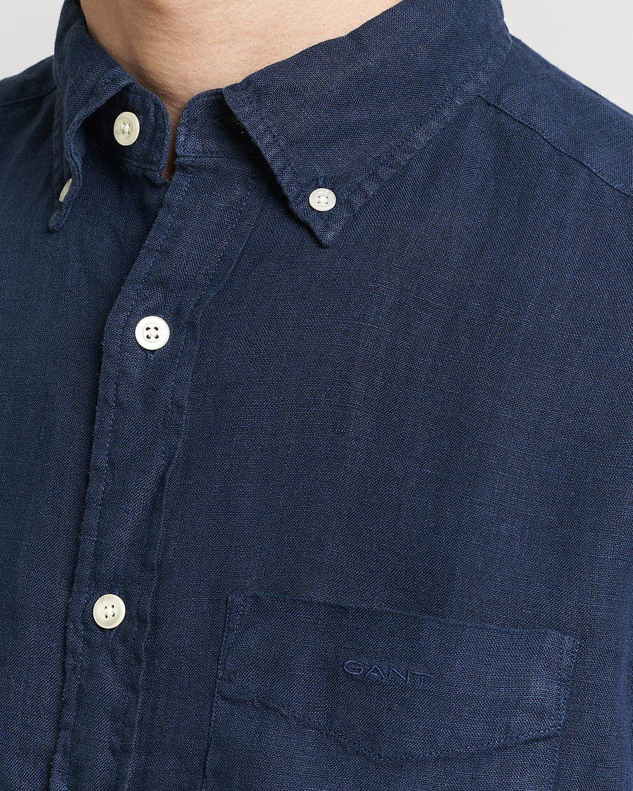 Homme | Chemises | GANT | Regular Fit Garment Dyed Linen Shirt Marine